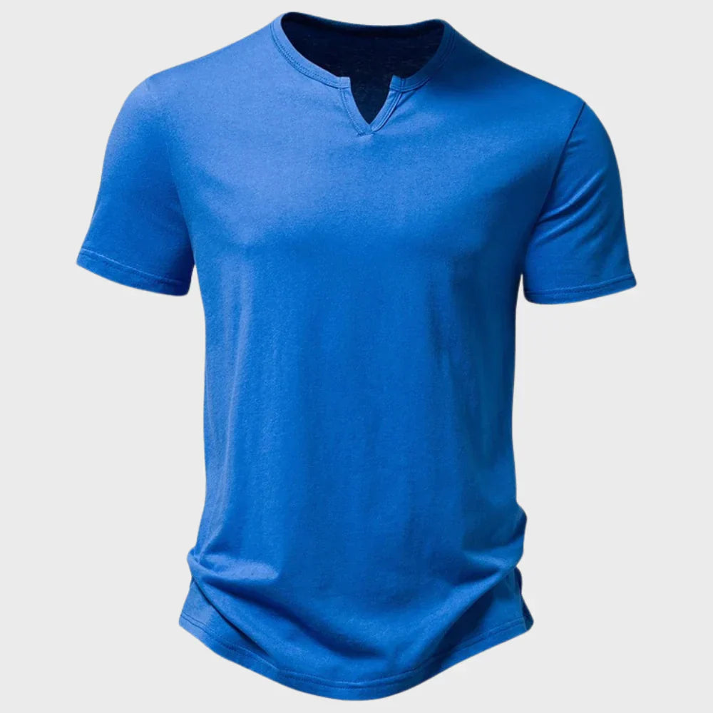 Men’s T-Shirt – Soft Knit – Regular Fit – Henley Neck – Short Sleeve Casual Wear