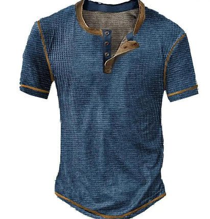 Men’s Henley T-Shirt – Regular Fit – Soft Knit – Vintage Look – Short Sleeve Casual