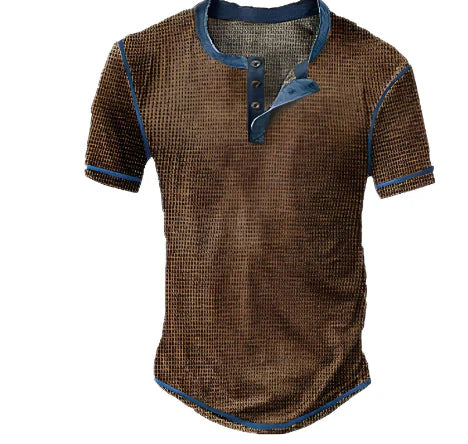 Men’s Henley T-Shirt – Regular Fit – Soft Knit – Vintage Look – Short Sleeve Casual
